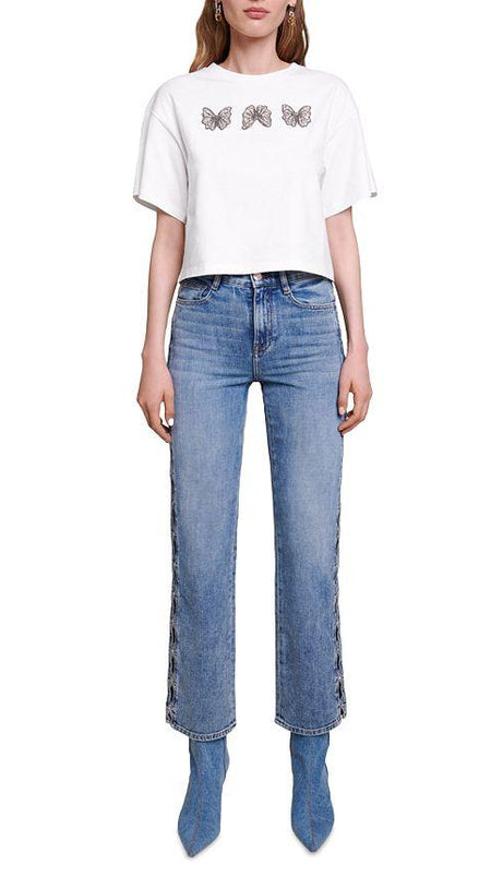 T-SHIRT IN COTONE CON FARFALLA 