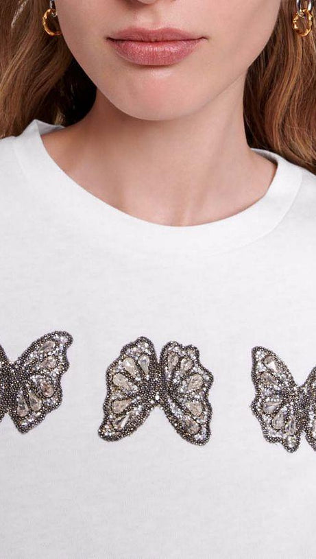 T-SHIRT IN COTONE CON FARFALLA 