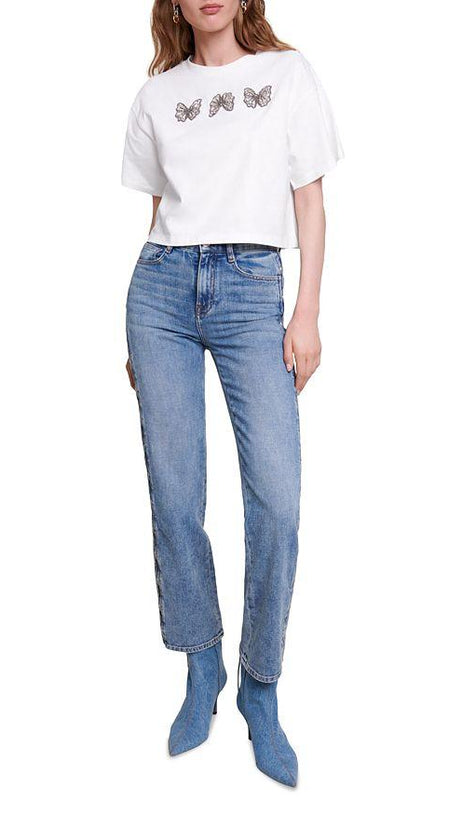 T-SHIRT IN COTONE CON FARFALLA 