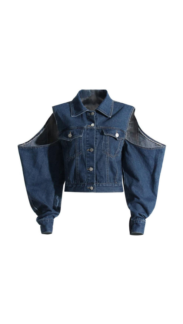 AIIZIE BUTTON CUTOUT DENIM PANTS SET - product image