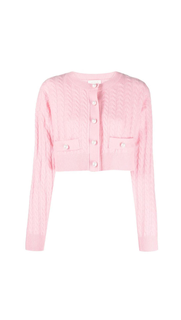 AIIZIE CABLE KNIT CROPPED CARDIGAN - product image