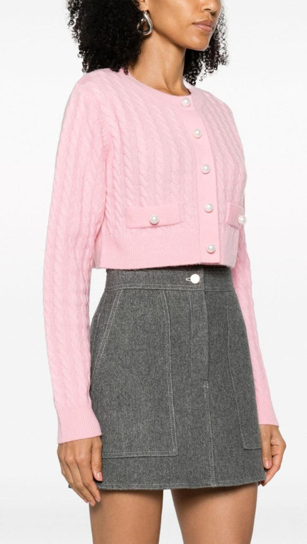 AIIZIE CABLE KNIT CROPPED CARDIGAN - product image