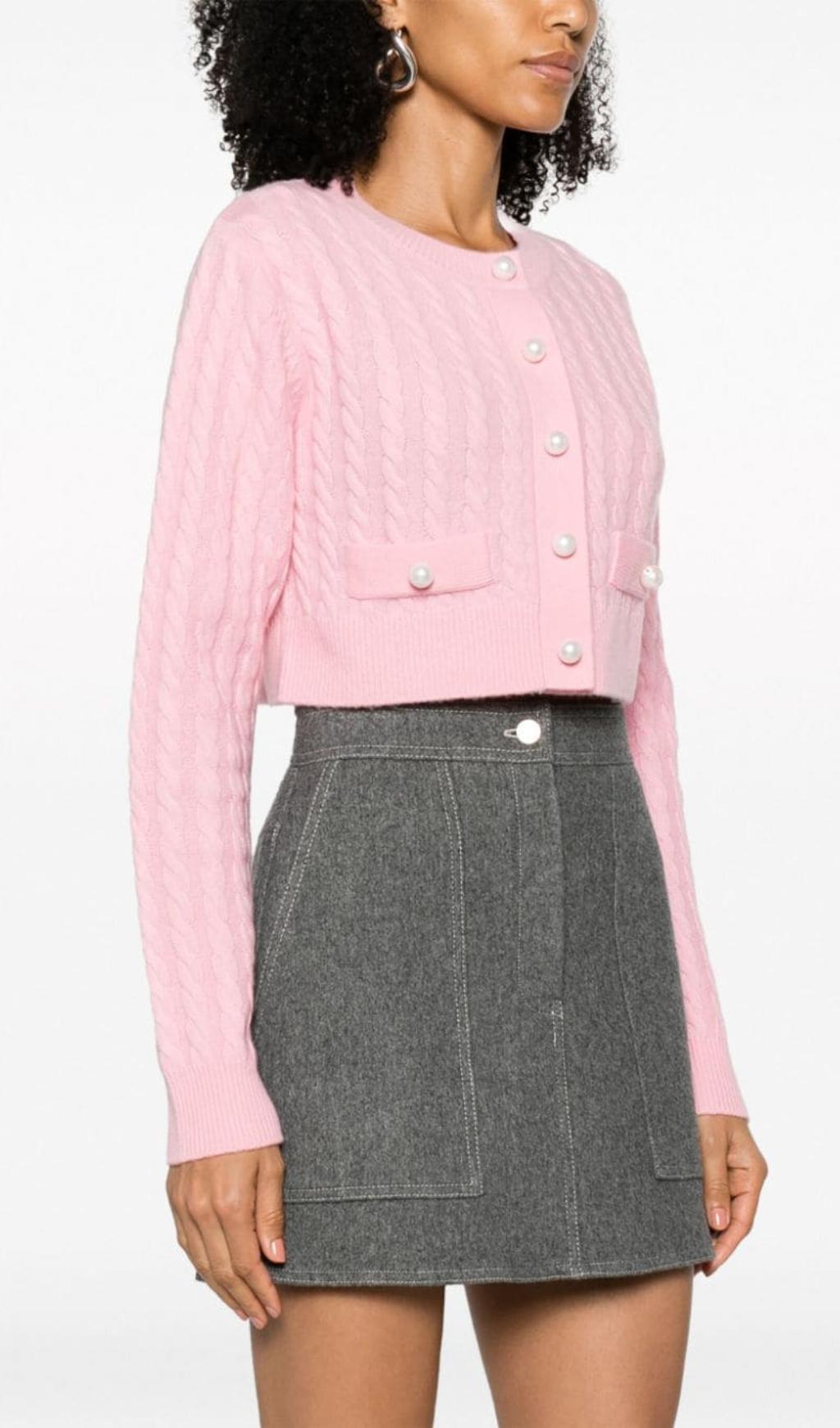 CARDIGAN CORTO IN MAGLIA A TRECCE 