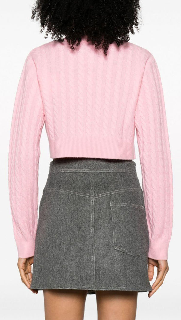 AIIZIE CABLE KNIT CROPPED CARDIGAN - product image