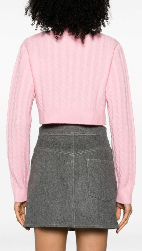 CARDIGAN CORTO IN MAGLIA A TRECCE 