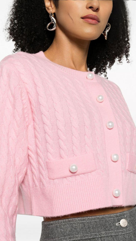 CARDIGAN CORTO IN MAGLIA A TRECCE 