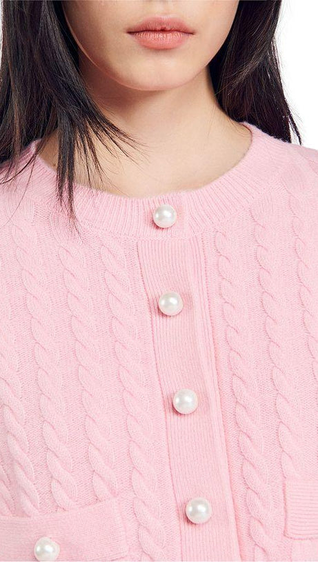 CARDIGAN CORTO IN MAGLIA A TRECCE 