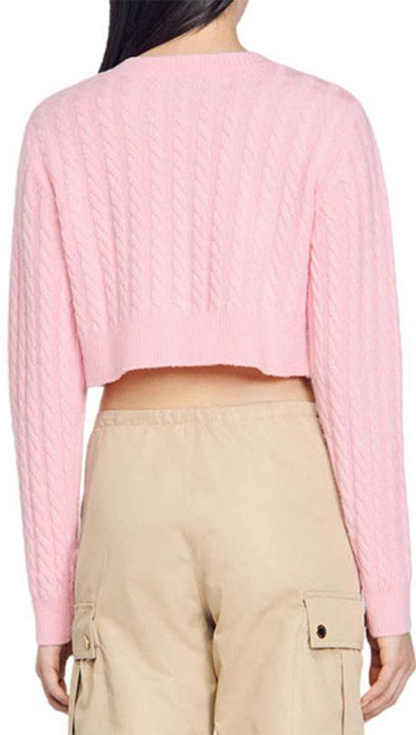 CARDIGAN CORTO IN MAGLIA A TRECCE 