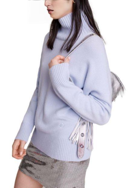 MAGLIONE A COLLO ALTO IN MISTO CASHMERE 