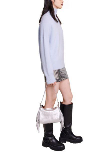 MAGLIONE A COLLO ALTO IN MISTO CASHMERE 