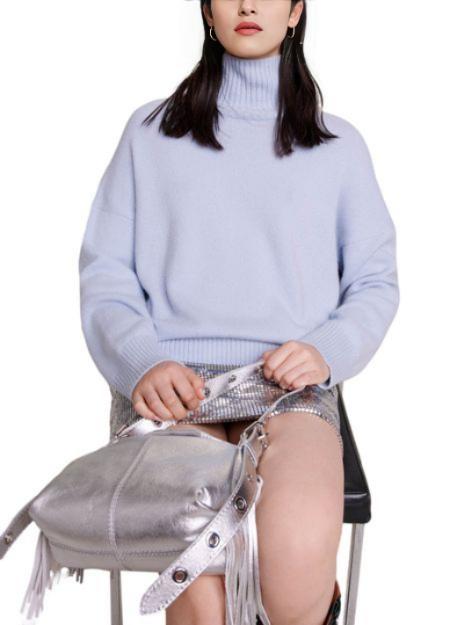 MAGLIONE A COLLO ALTO IN MISTO CASHMERE 