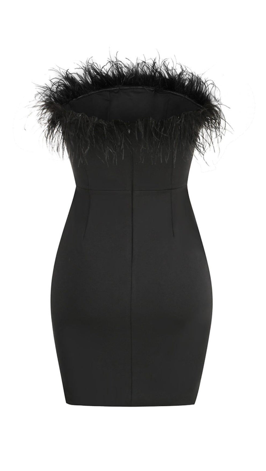 MINI ABITO CON PIUME SENZA SPALLINE NERO