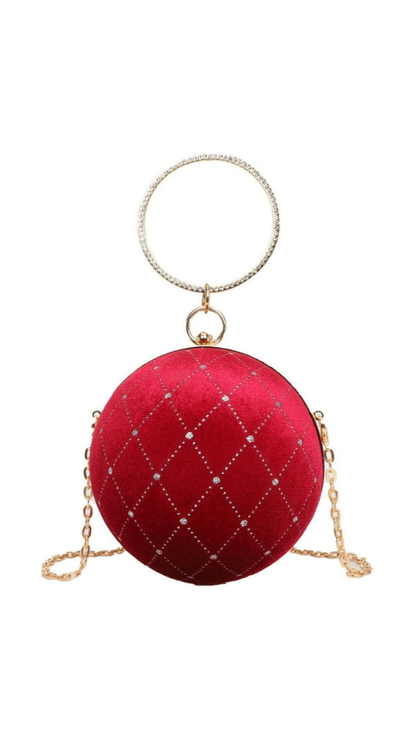 AIIZIE CIRCLE RHINESTONE VELVET CLUTCH - product image