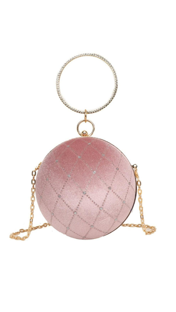 AIIZIE CIRCLE RHINESTONE VELVET CLUTCH - product image