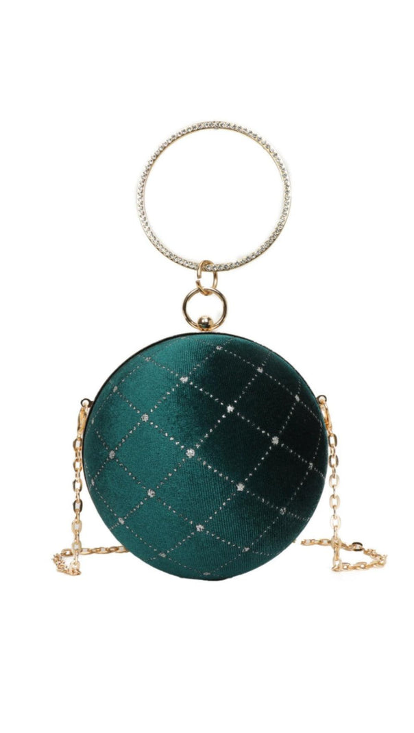 AIIZIE CIRCLE RHINESTONE VELVET CLUTCH - product image