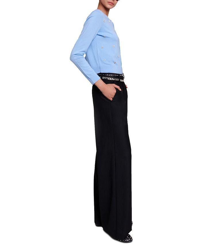 AIIZIE CLOVER-EMBELLISHED WOOL CARDIGAN IN BLEUS - product image