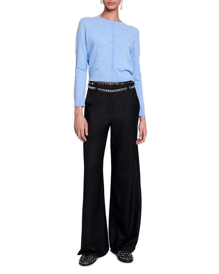 AIIZIE CLOVER-EMBELLISHED WOOL CARDIGAN IN BLEUS - product image