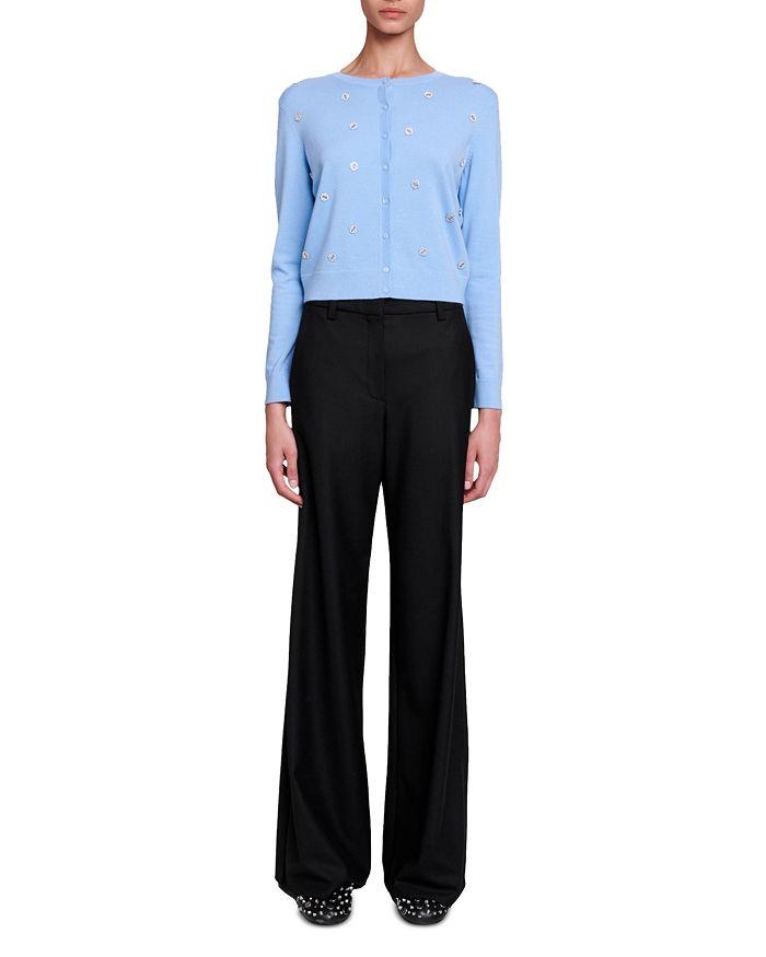 AIIZIE CLOVER-EMBELLISHED WOOL CARDIGAN IN BLEUS - product image
