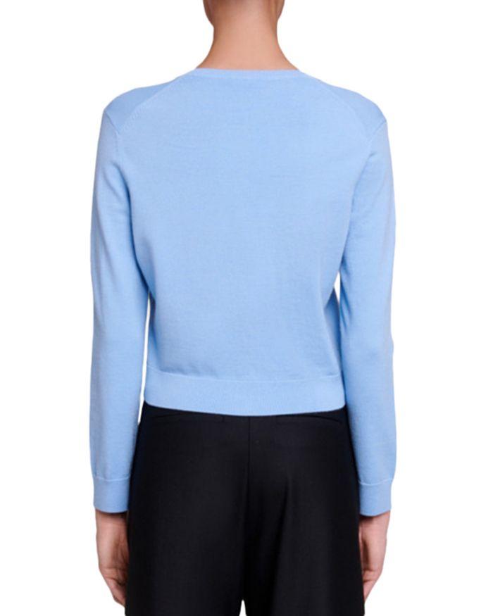 AIIZIE CLOVER-EMBELLISHED WOOL CARDIGAN IN BLEUS - product image