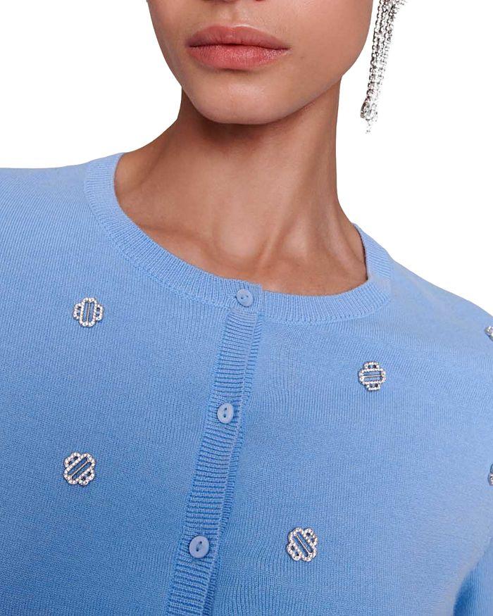 CARDIGAN IN LANA CON DECORAZIONI A TRIFOGLIO IN BLEUS 