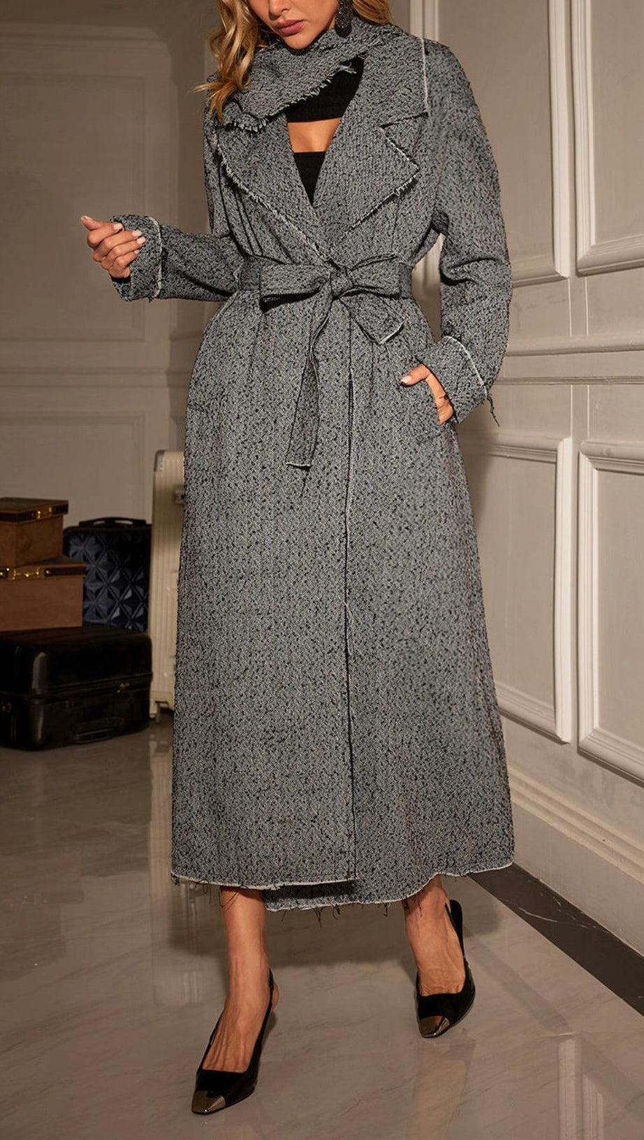 COLLAR HOUNDSTOOTH COAT