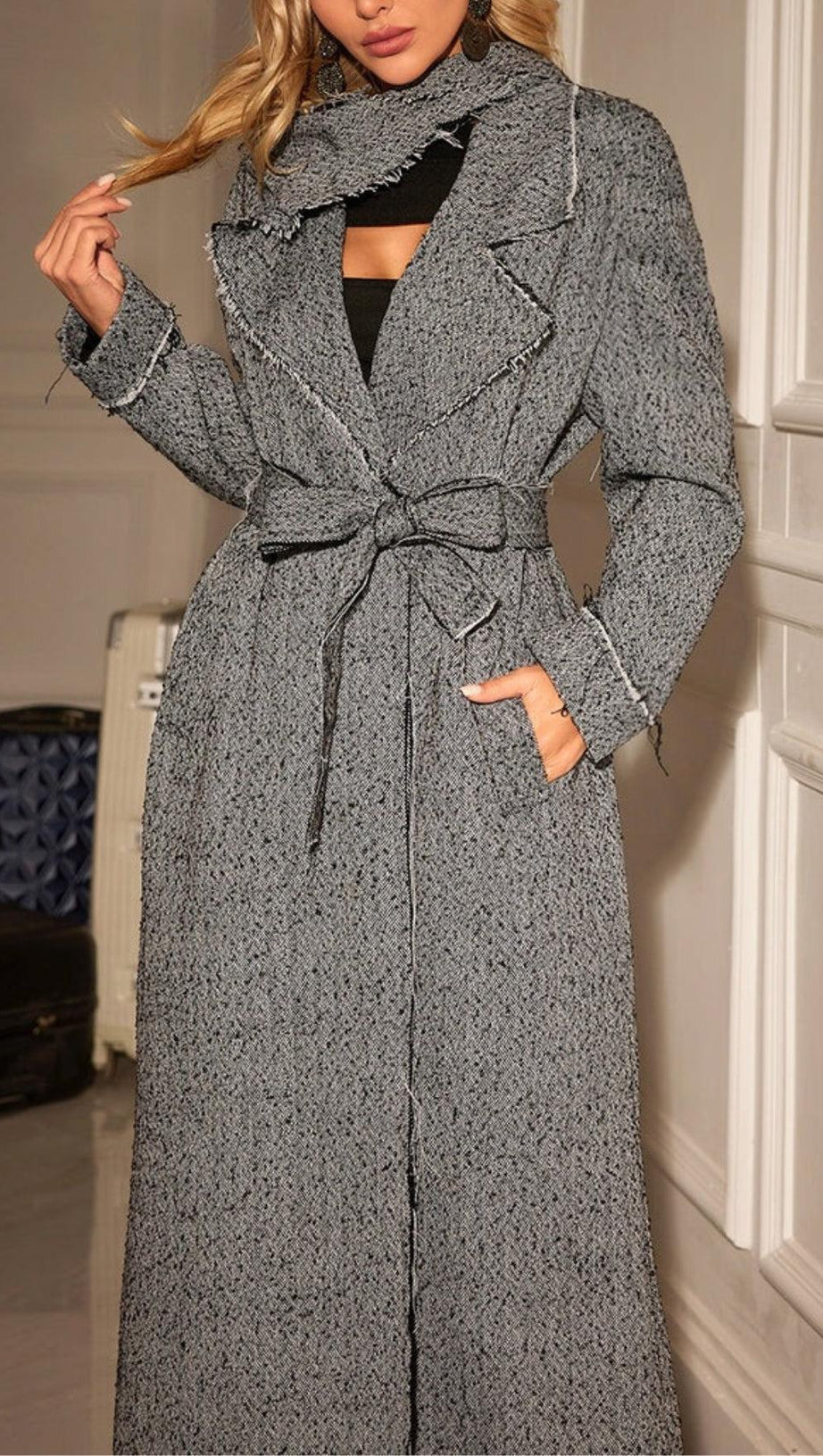 COLLAR HOUNDSTOOTH COAT