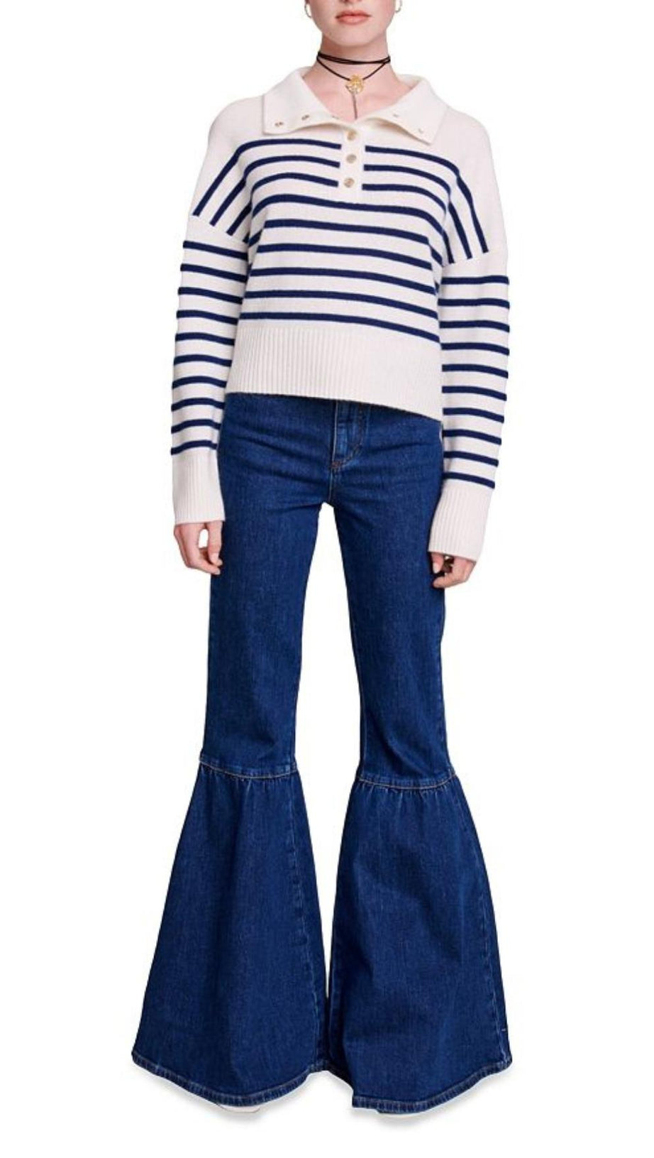 COLLARED STRIPED SWEATER