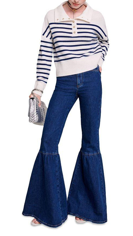 COLLARED STRIPED SWEATER