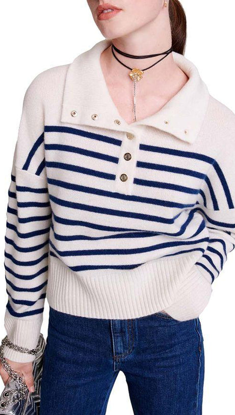 COLLARED STRIPED SWEATER