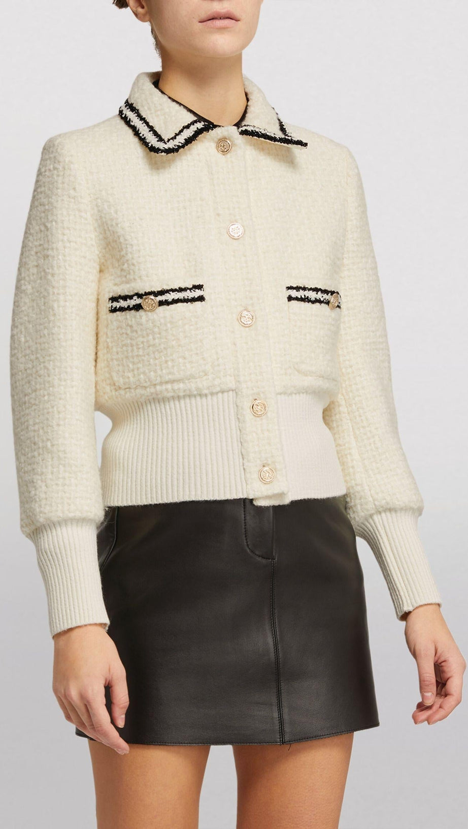CONTRAST-TRIM TWEED JACKET