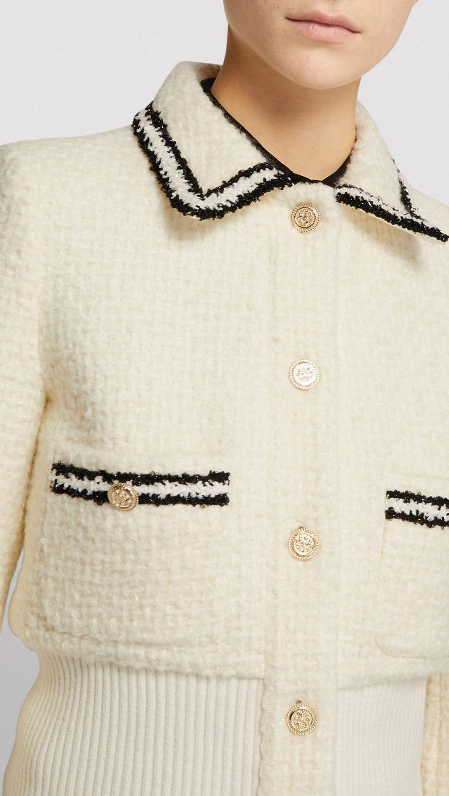 CONTRAST-TRIM TWEED JACKET