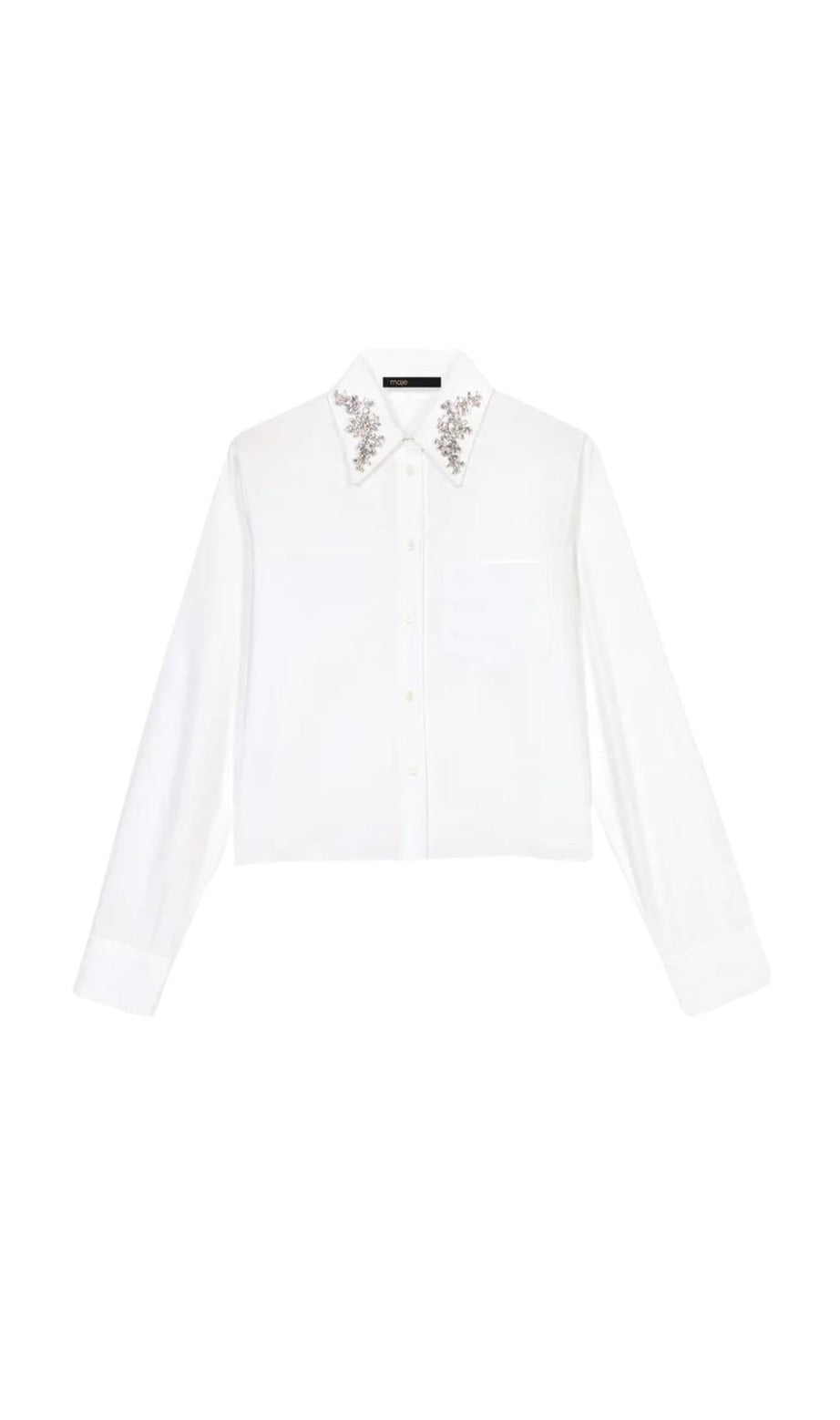 CAMICIA CON COLLETTO IN COTONE DECORATO 
