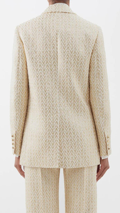 COTTON-BLEND TWEED JACKET SUIT