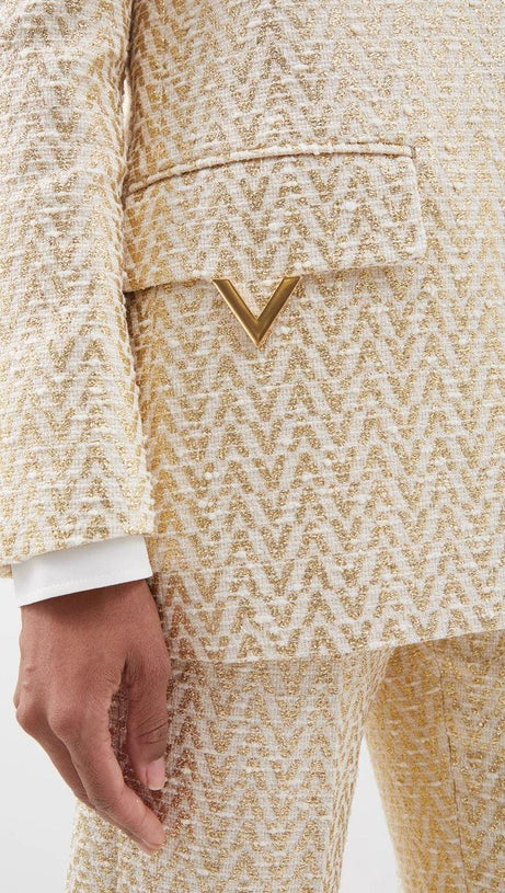 COTTON-BLEND TWEED JACKET SUIT