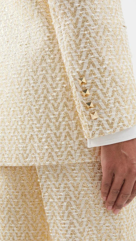 COTTON-BLEND TWEED JACKET SUIT