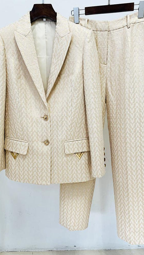 COTTON-BLEND TWEED JACKET SUIT