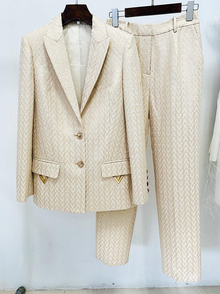 COTTON-BLEND TWEED JACKET SUIT