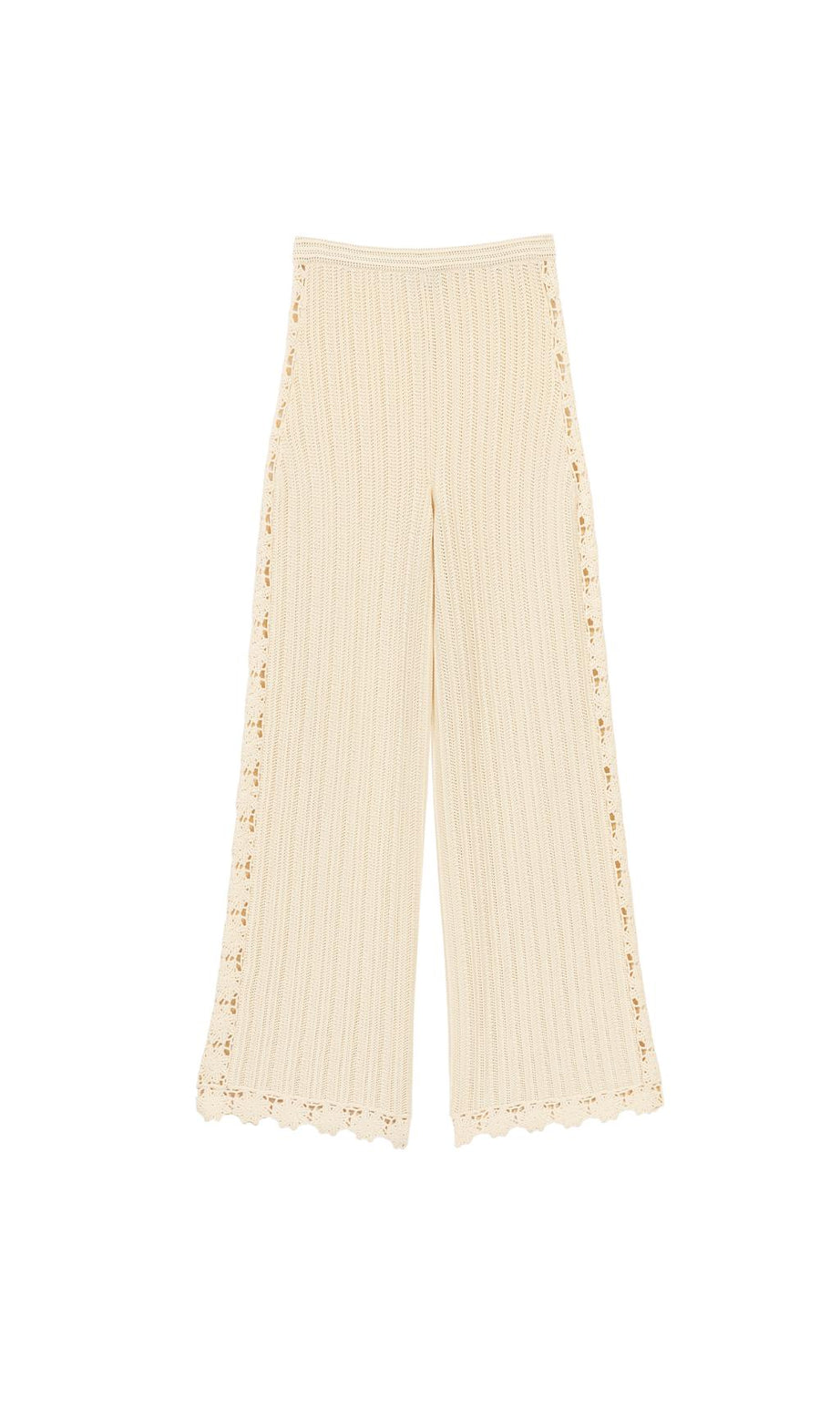 STRICKHOSE MIT CRCHET-BESATZ 