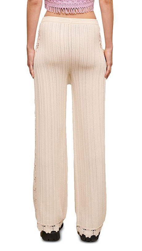 PANTALONI IN MAGLIA CON BORDI ALL'UNCINETTO 