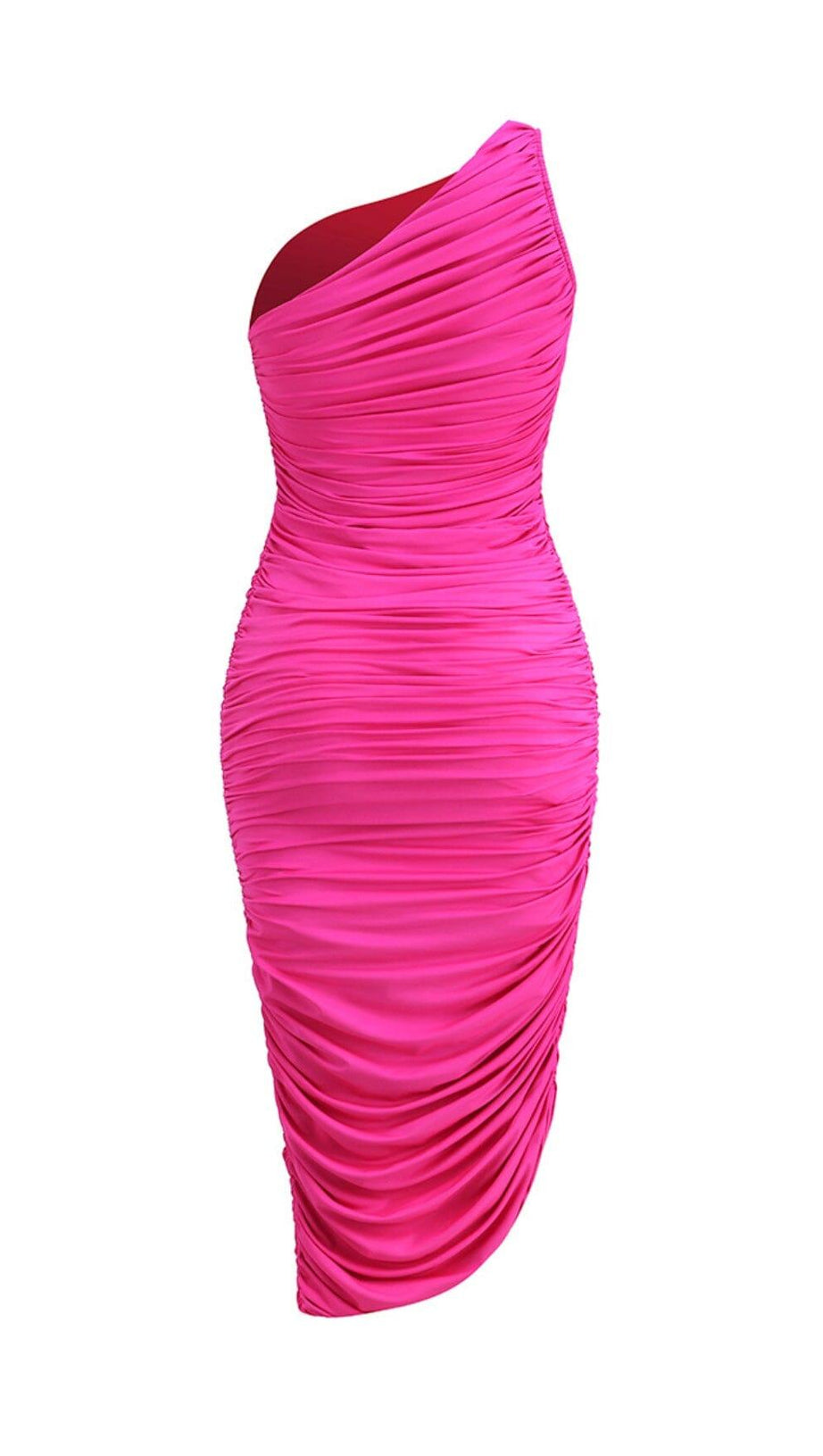 PLEATED SLEEVELESS ONE-SHOULDER DRESS IN PINK