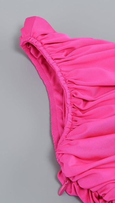 PLEATED SLEEVELESS ONE-SHOULDER DRESS IN PINK