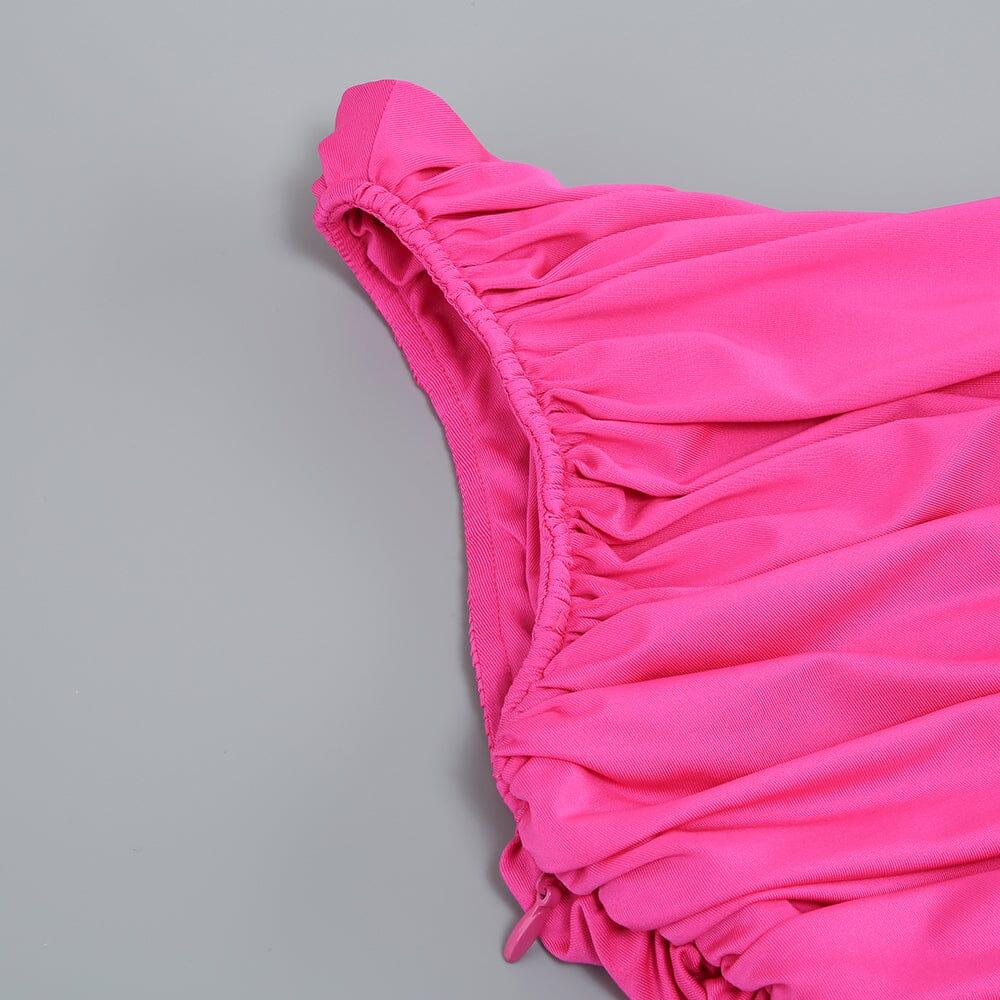 AIIZIE PLEATED SLEEVELESS ONE-SHOULDER DRESS IN PINK - product image