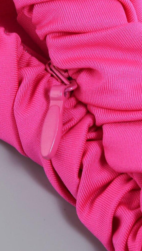 PLEATED SLEEVELESS ONE-SHOULDER DRESS IN PINK