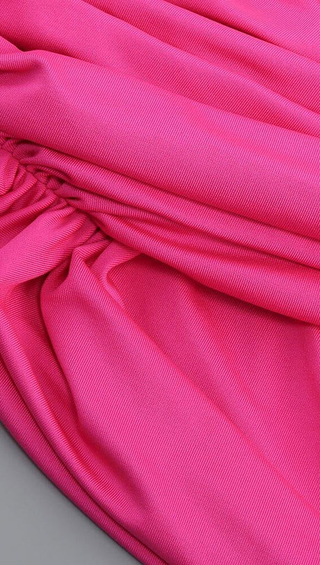 PLEATED SLEEVELESS ONE-SHOULDER DRESS IN PINK