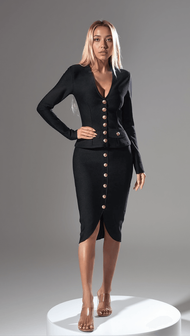 AIIZIE SAILOR LONG SLEEVE SINGLE BREASTED BANDAGE SET - product image