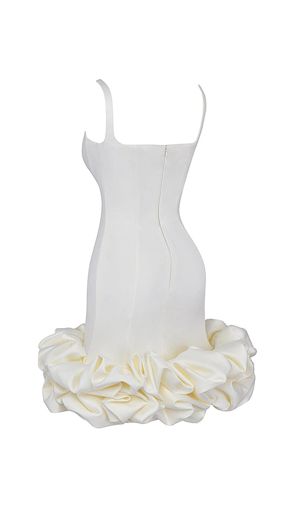 IVORY RUFFLE HEM DRESS