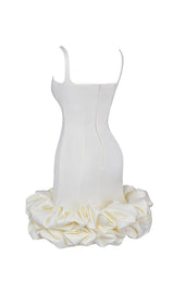 IVORY RUFFLE HEM DRESS