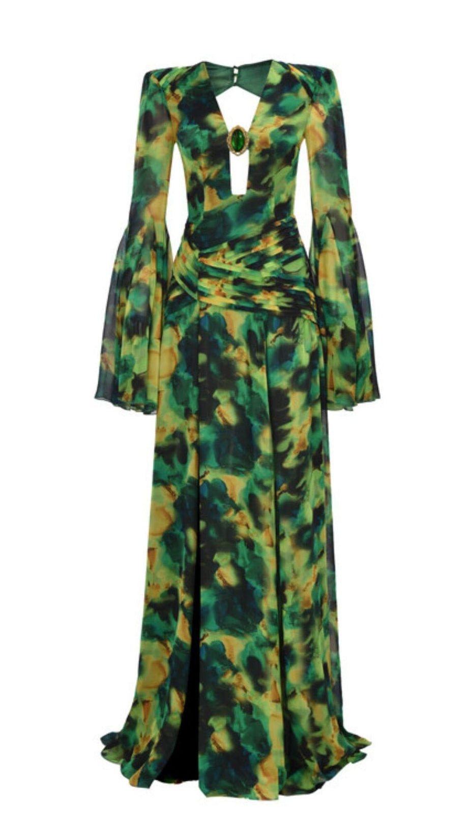 PRINTED CHIFFON MAXI DRESS