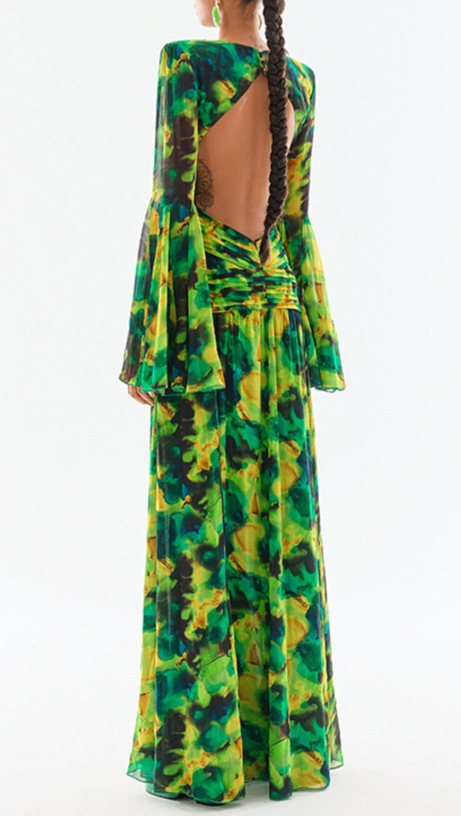 PRINTED CHIFFON MAXI DRESS