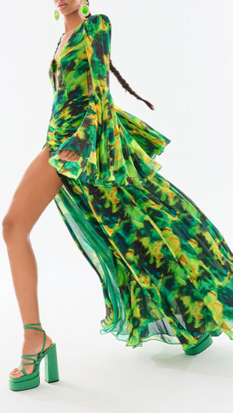 PRINTED CHIFFON MAXI DRESS